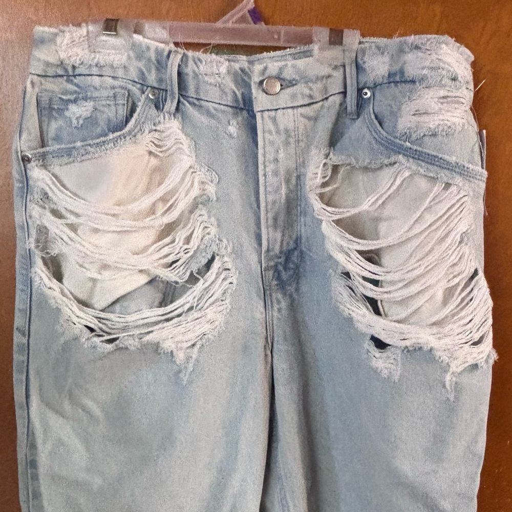 Good American Light Blue Distressed Boyfriend Jeans